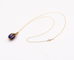 Tiffany Co. 1976 Schlumberger Egg Necklace Chain in 18kt Gold with Lapis Lazuli