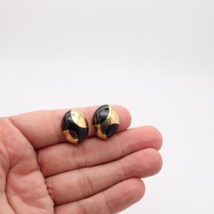 TIFFANY & CO. 1977 Angela Cummings Clips Earrings In 18Kt Gold & Black Jade