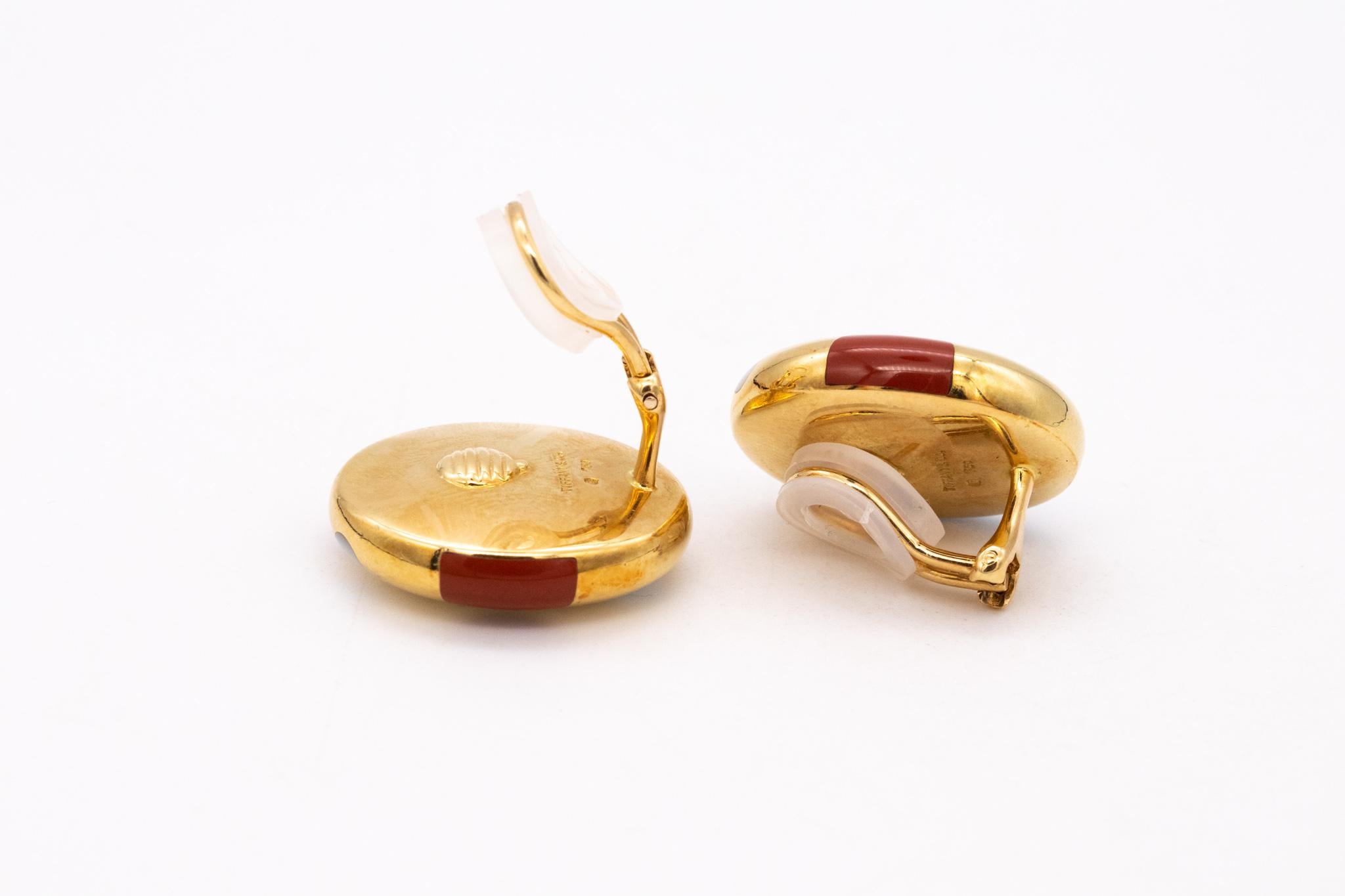 Cabochon Tiffany & Co 1977 Angela Cummings Geometric Earrings in 18Kt Gold with Gemstones