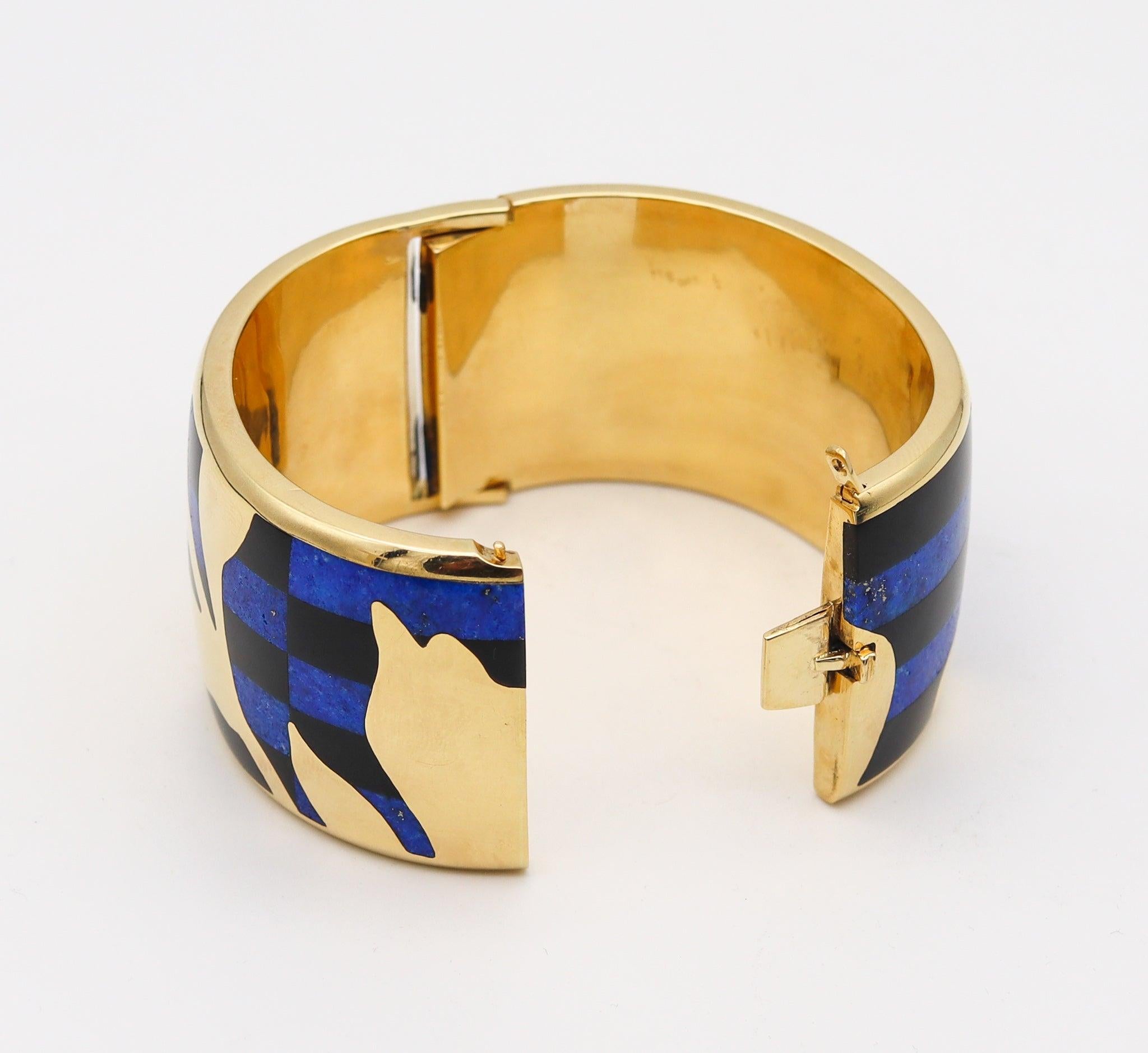 Donna TIFFANY & CO. 1977 Angela Cummings Bangle con orchidee geometriche in giada e lapis 18 carati in vendita