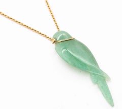 Tiffany & Co. 1977 Angela Cummings Jade-Vogel-Anhänger aus 18 Karat Gelbgold