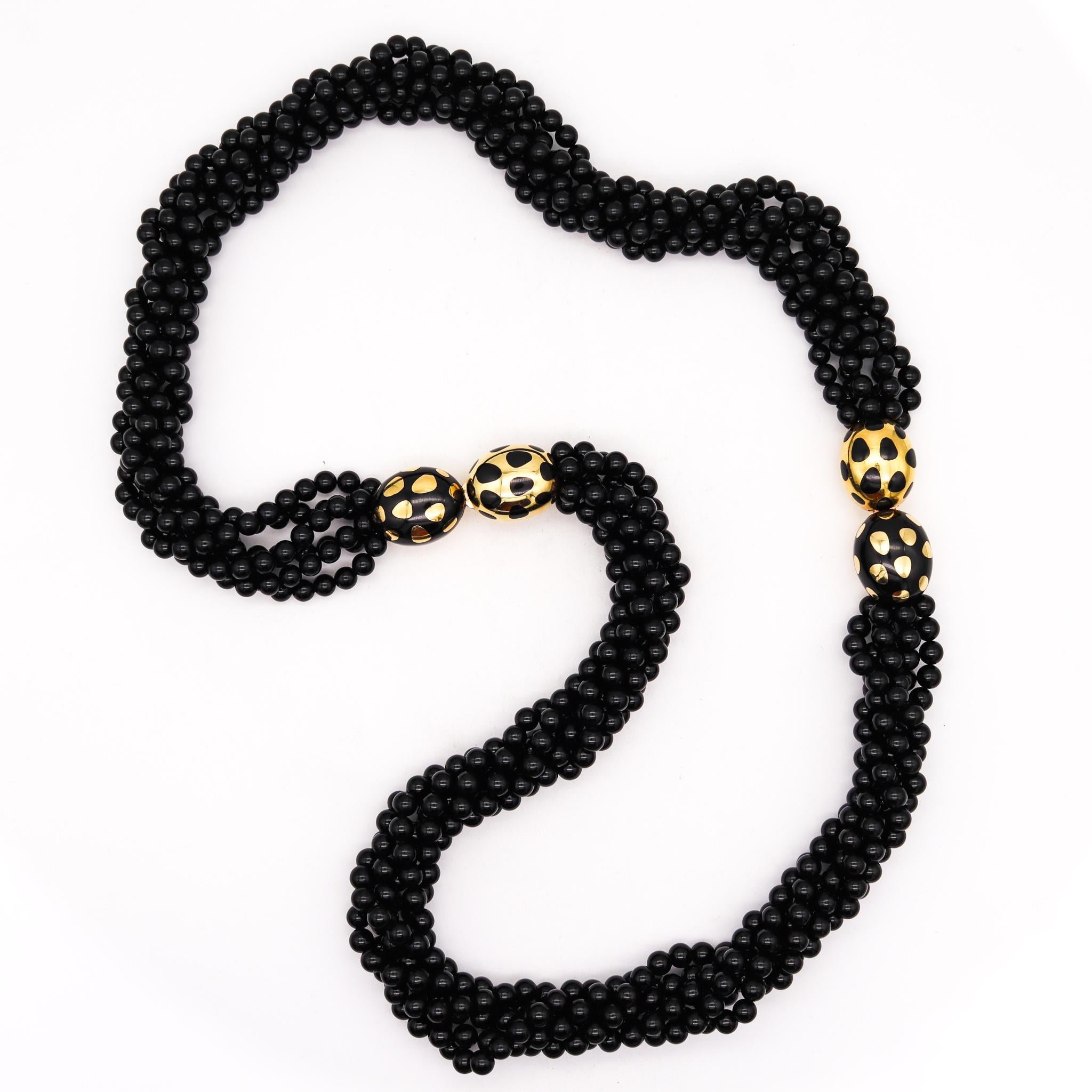 Tiffany & Co, 1977 Angela Cummings Jade Polka Dots Necklace in 18kt Yellow Gold  4