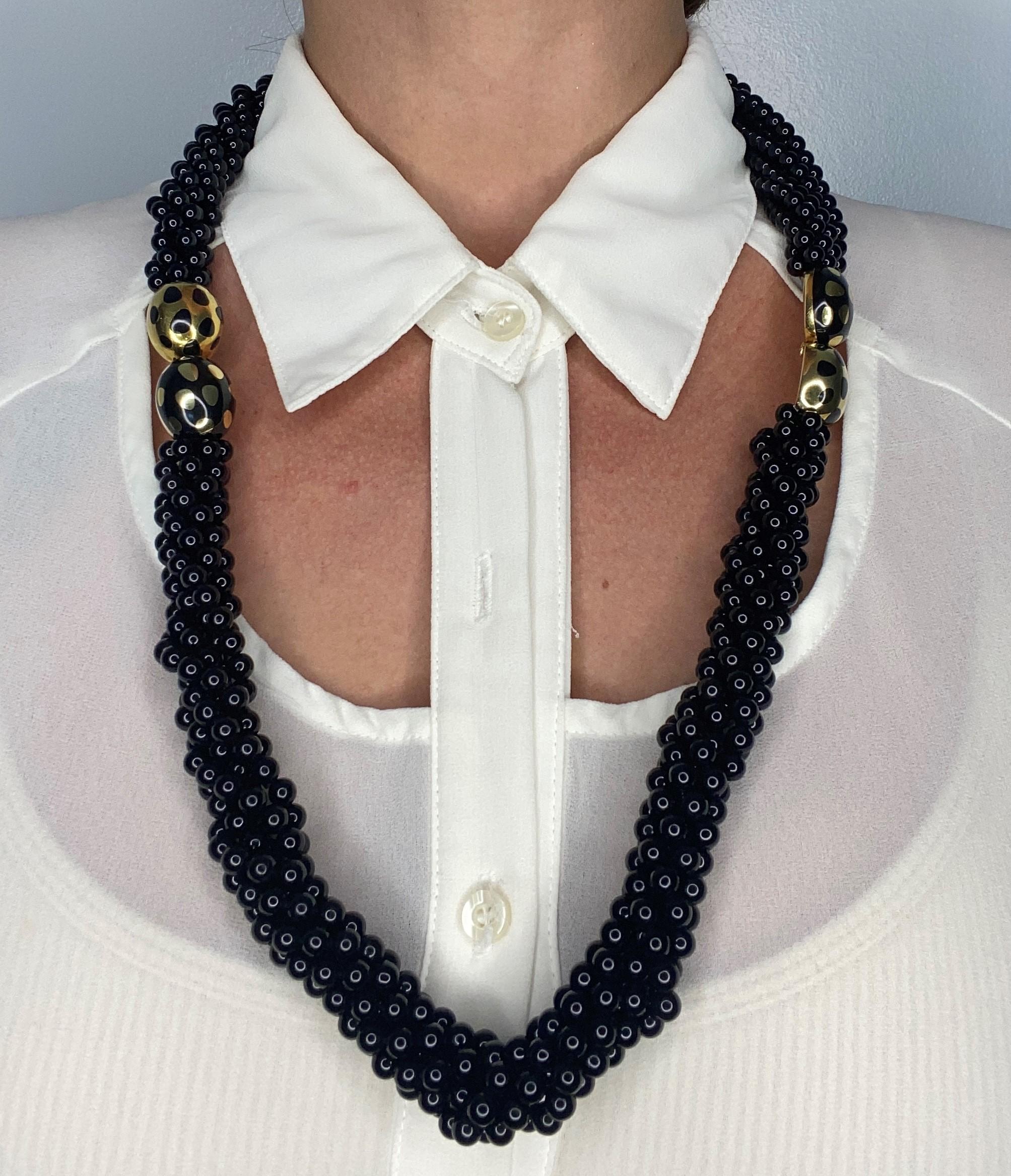 Tiffany & Co, 1977 Angela Cummings Jade Polka Dots Necklace in 18kt Yellow Gold  5