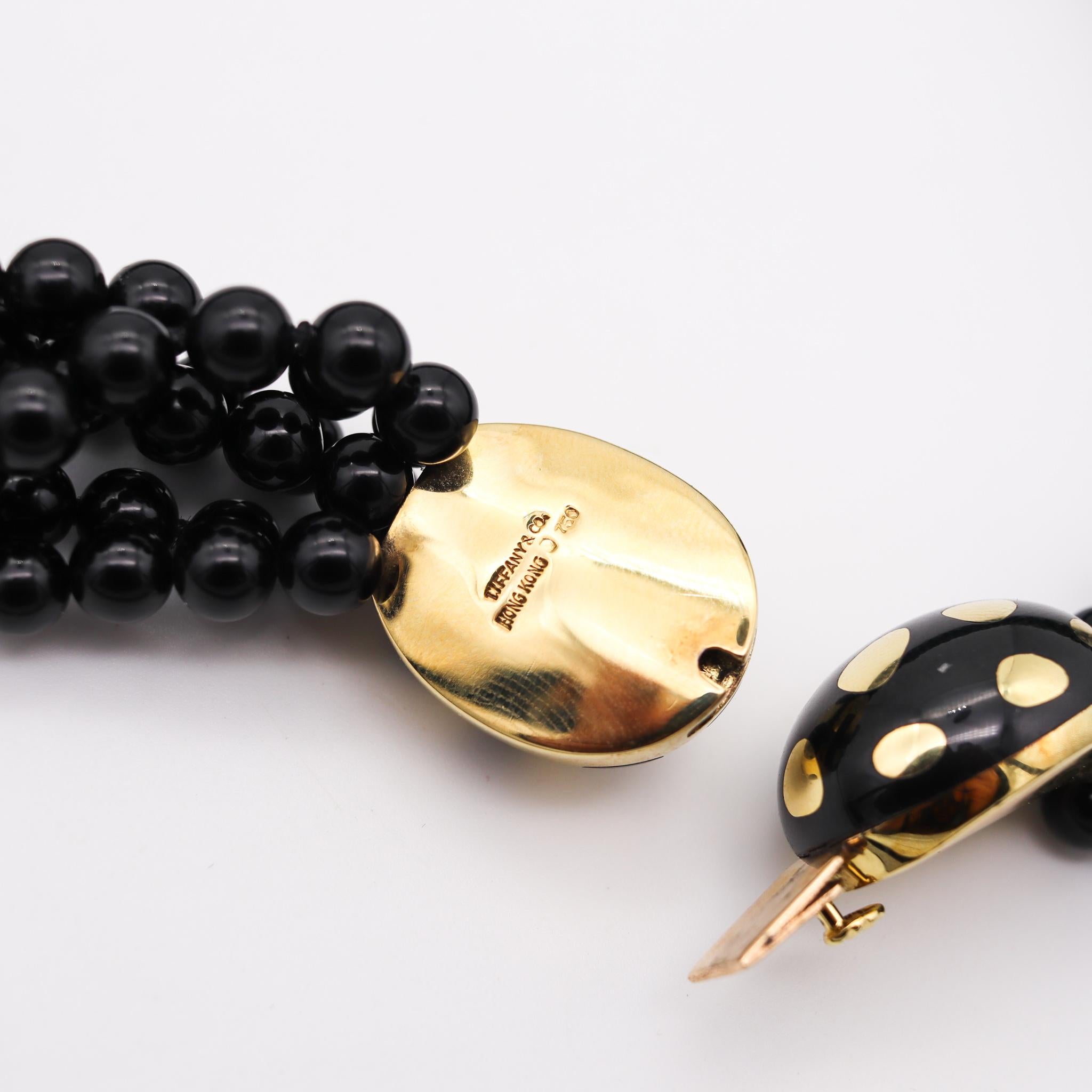 Mixed Cut Tiffany & Co, 1977 Angela Cummings Jade Polka Dots Necklace in 18kt Yellow Gold