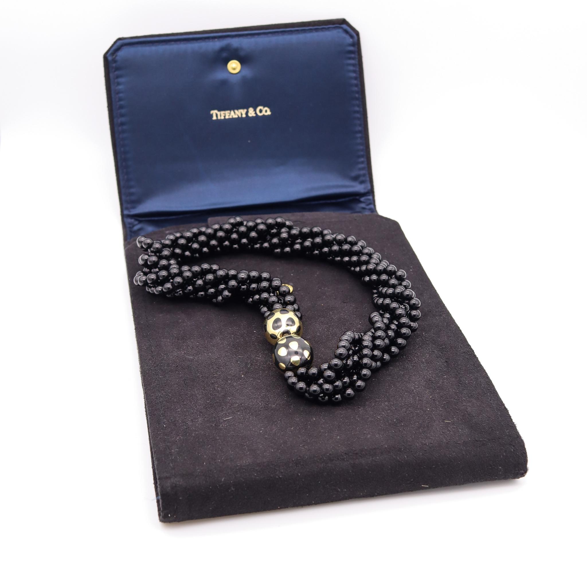 Tiffany & Co, 1977 Angela Cummings Jade Polka Dots Necklace in 18kt Yellow Gold 2