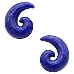 TIFFANY & CO. 1977 Angela Cummings Boucles d'oreilles Lapis Comas Clips On en or 18Kt