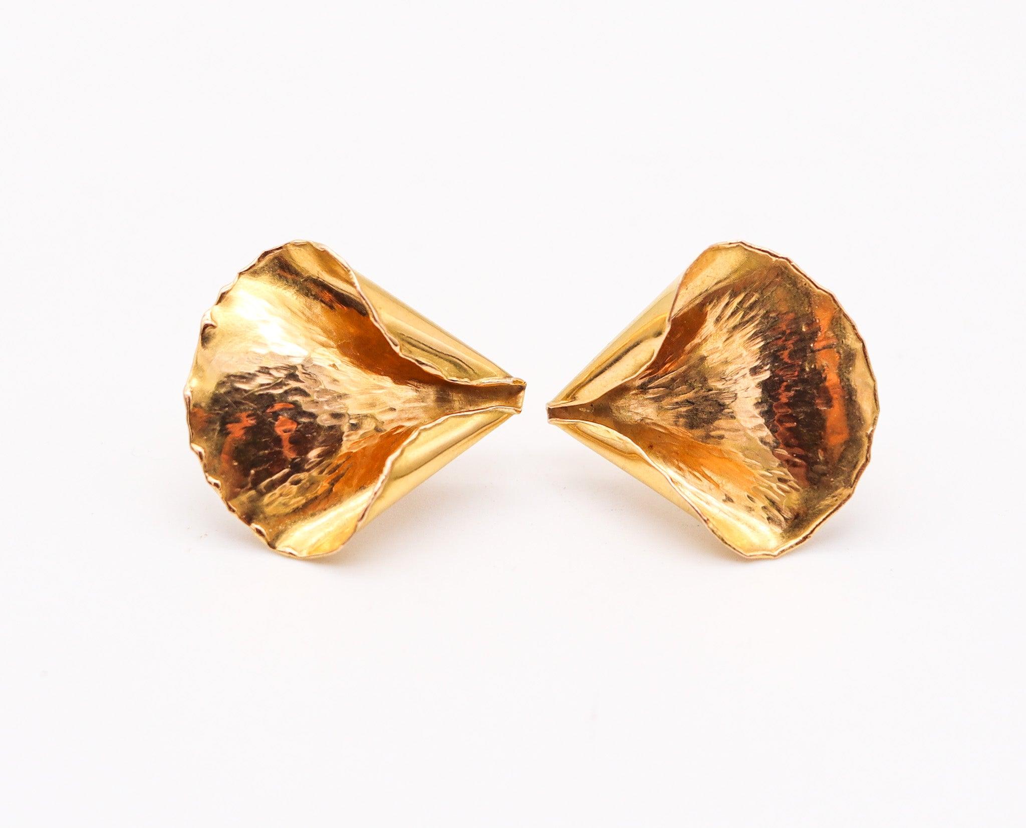 Modernista TIFFANY & CO. 1977 Angela Cummings Leafs - Orecchini a clip in oro giallo 18Kt in vendita
