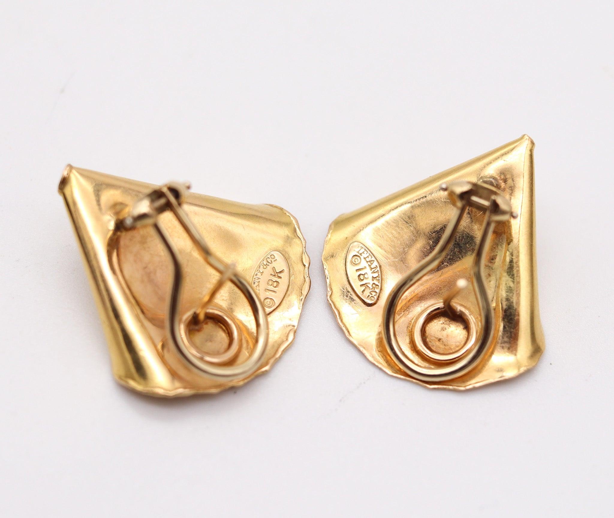Donna TIFFANY & CO. 1977 Angela Cummings Leafs - Orecchini a clip in oro giallo 18Kt in vendita