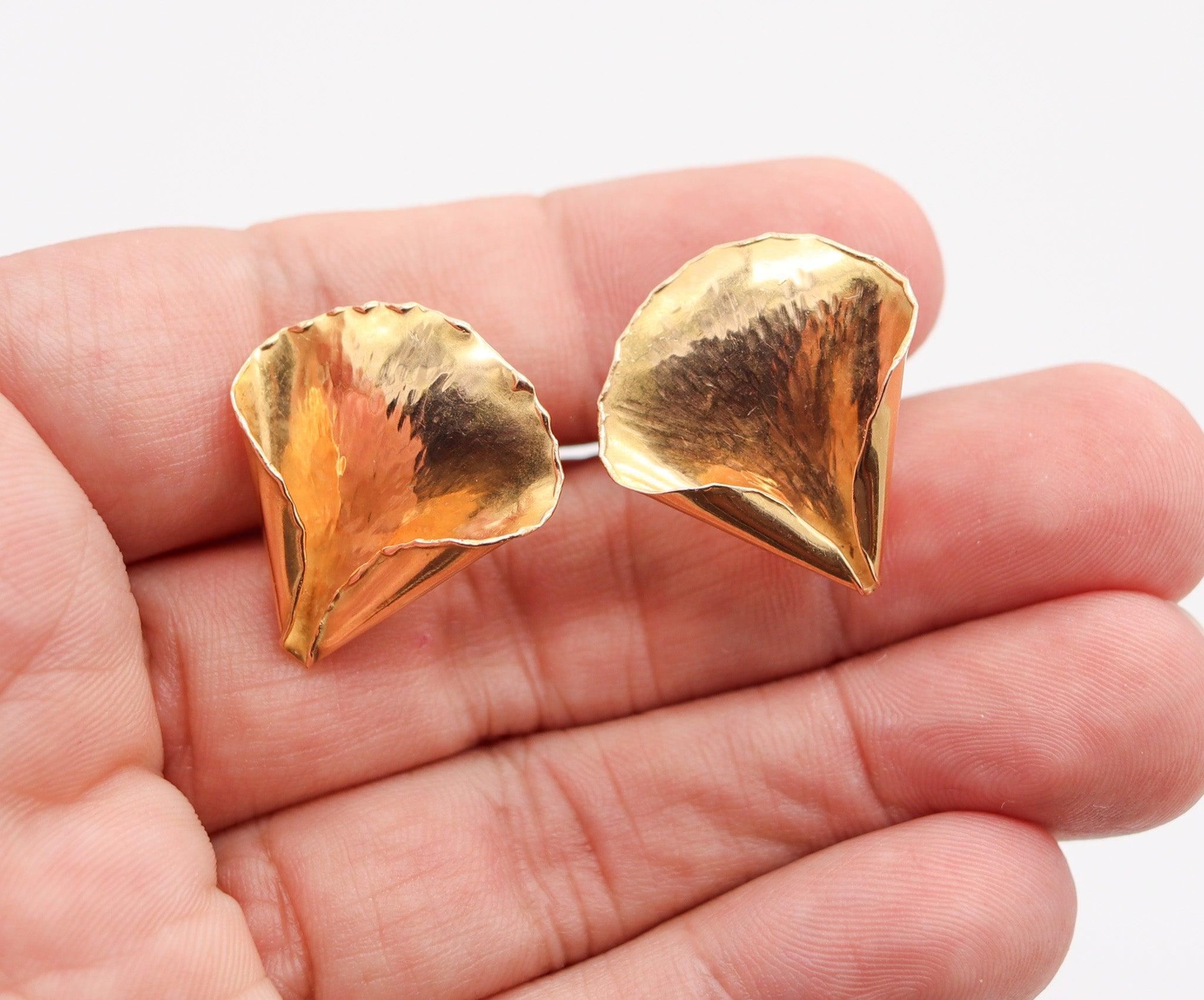 TIFFANY & CO. 1977 Angela Cummings Leafs - Orecchini a clip in oro giallo 18Kt in vendita 1