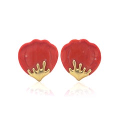 Tiffany & Co. 1977 Angela Cummings Petals Earrings in 18Kt Gold & Pink Quartz