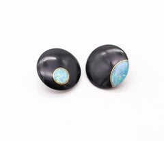 TIFFANY & CO. 1977 Angela Cummings Orecchini a lenticchie rotonde in oro 18Kt, opali e giada