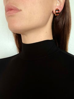 Tiffany & Co. 1977 by Ralph Lauren Geometric Clips Earrings 18Kt Gold with Gems