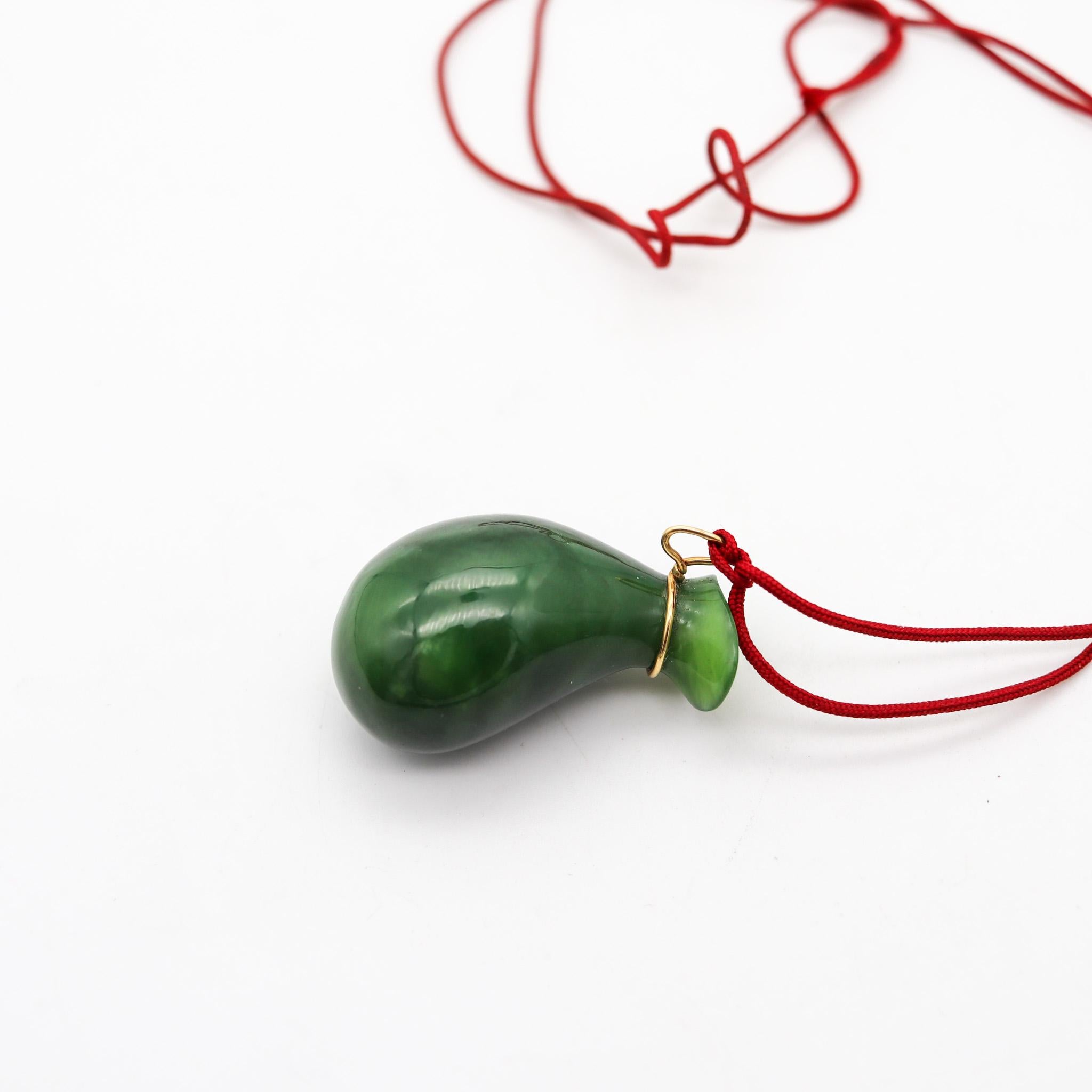 Women's TIFFANY & CO 1977 Elsa Peretti Carved Nephrite Jade Jug Jar Bottle in 18Kt Gold