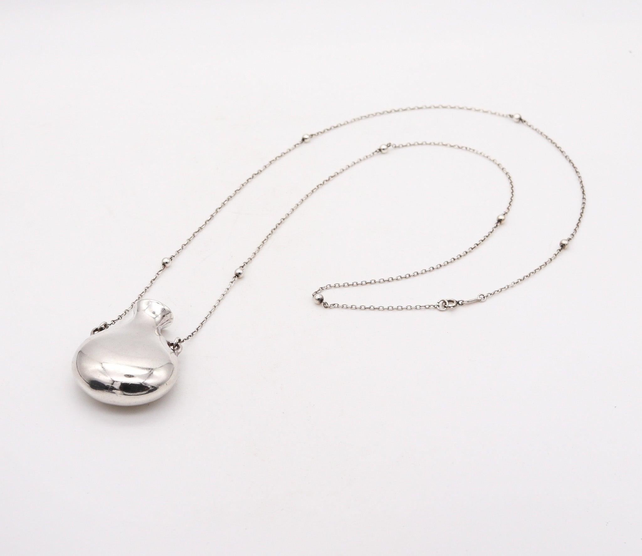 Modernist TIFFANY & CO. 1977 Elsa Peretti Freeform Open Bottle Necklace in .925 Sterling