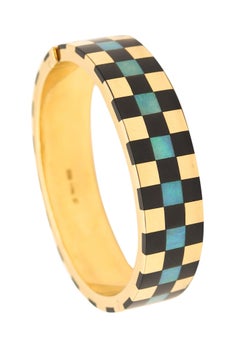 TIFFANY & CO. 1978 Angela Cummings Schwarzer Opal & Schwarze Jade 18Kt Goldarmband