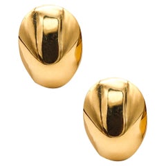 Tiffany & Co. 1978 Angela Cummings Seltene ovale konvexe Clip-Ohrringe aus 18 Karat Gold