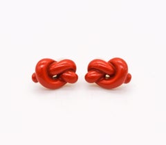 Tiffany & Co. 1978 by Angela Cummings Red Jasper Knots Earrings in 18kt Gold