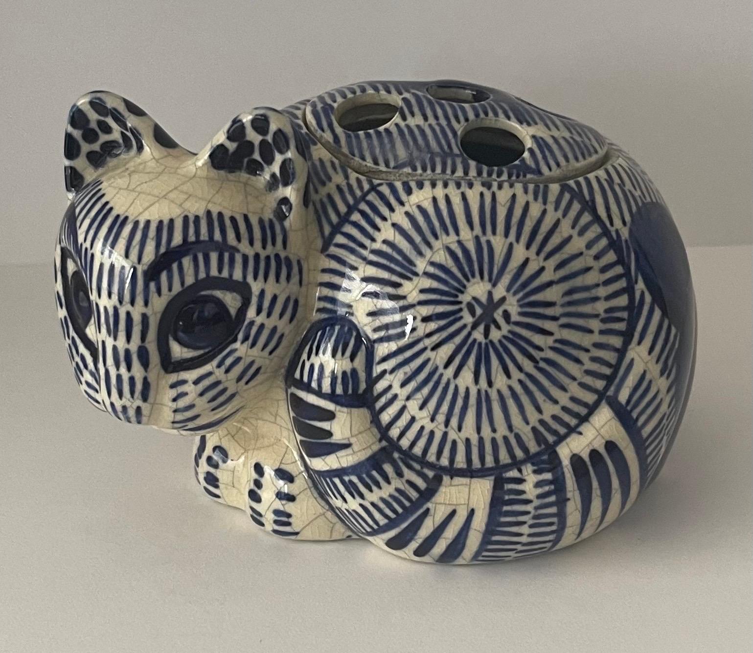 Americano Tiffany & Co. 1978 Gatto in Ceramica Blu Portaporte in vendita