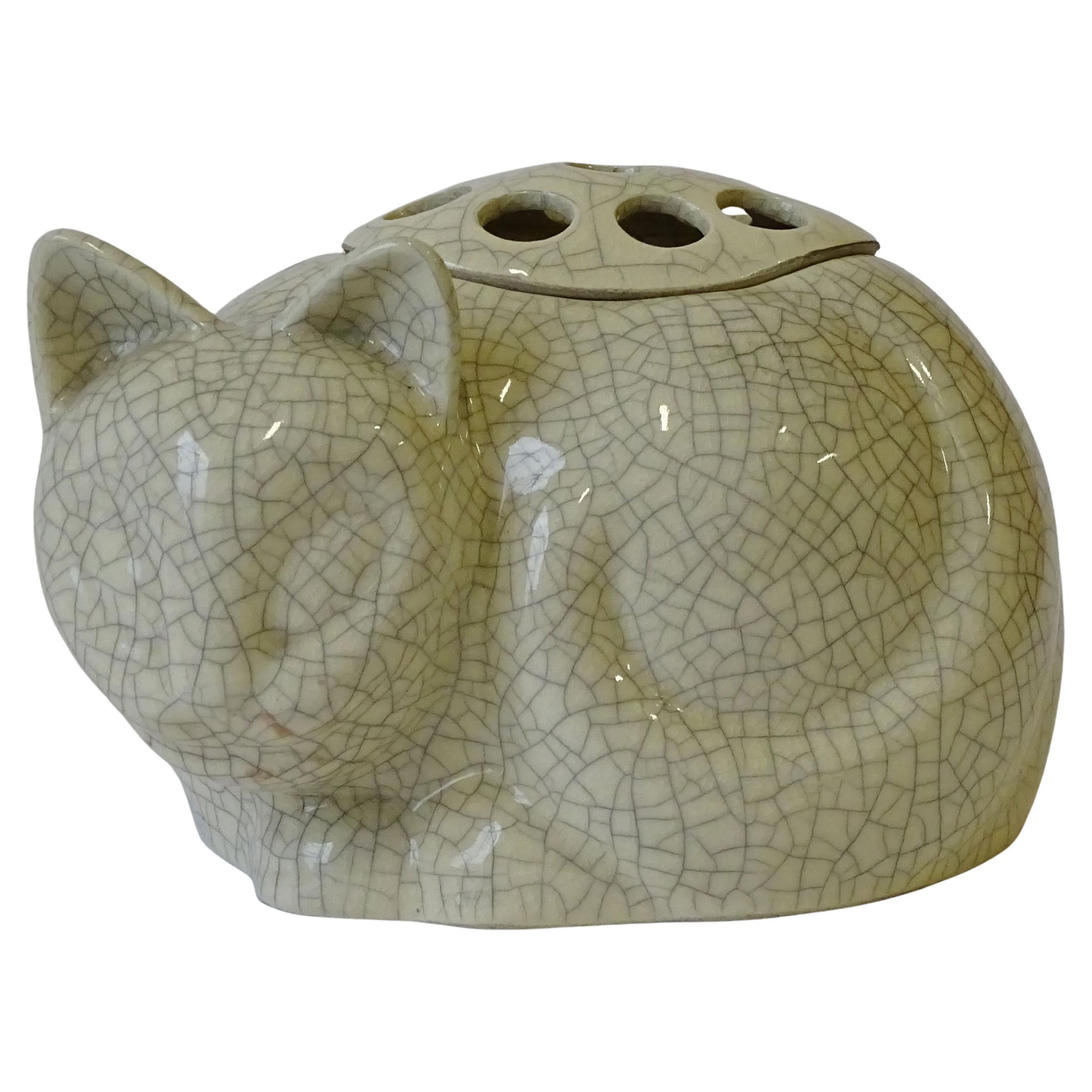 Tiffany
Co. 1978 Cream Ceramic Craquelé Cat Porporri Holder