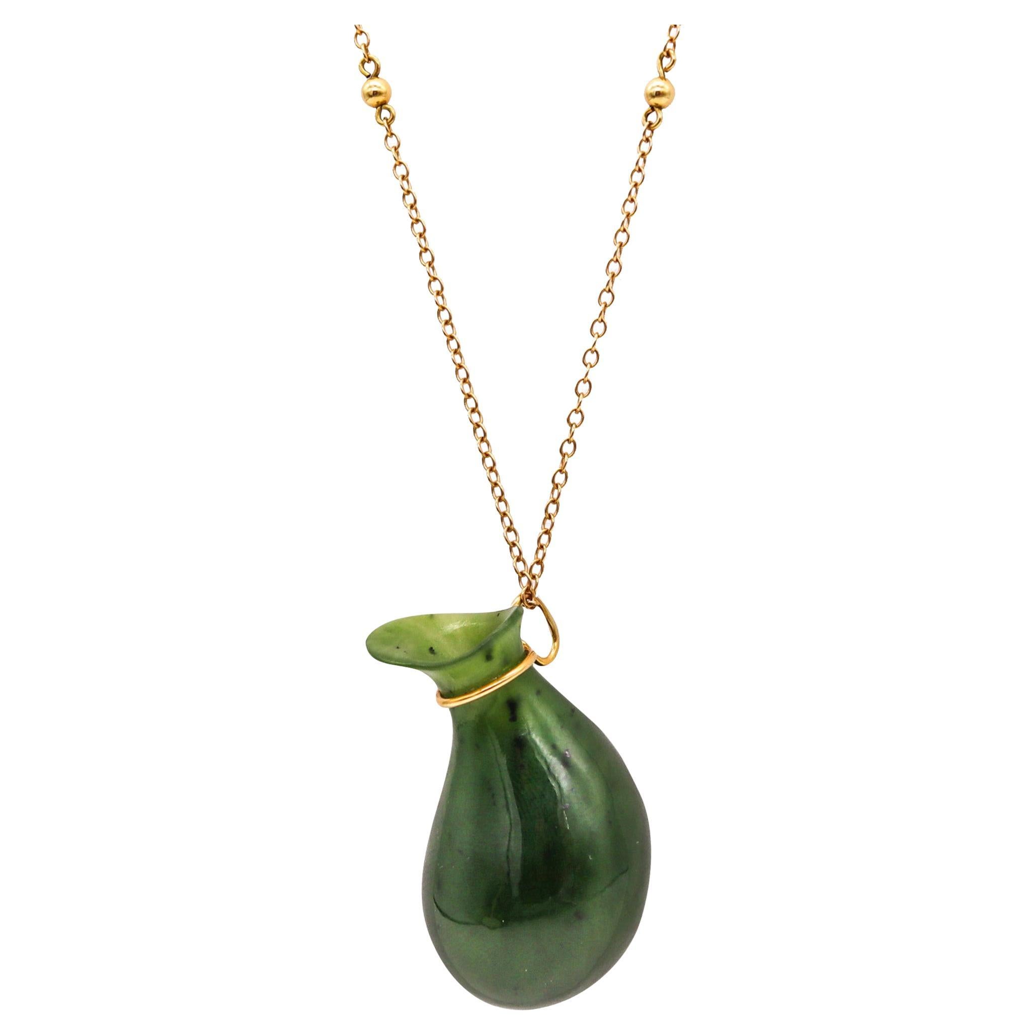 Vintage Elsa Peretti black jade jar necklace | dkfarnum