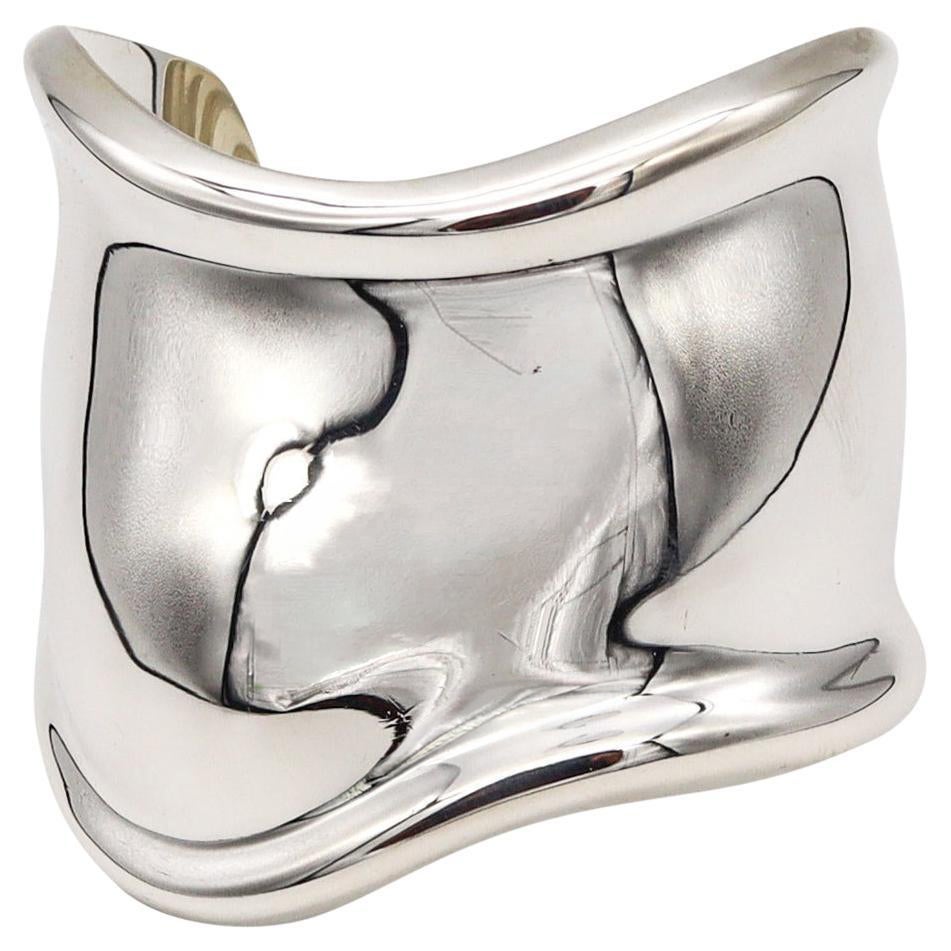 TIFFANY & CO. 1978 Elsa Peretti Vintage Right Bone Cuff In Sterling Silver