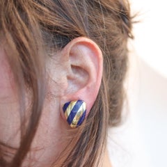 TIFFANY & CO. 1979 Angela Cummings Clips Earrings In 18Kt Gold And Lapis Lazuli