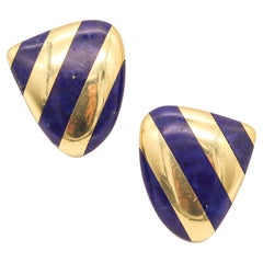 TIFFANY & CO. 1979 Boucles d'oreilles Angela Cummings Clips en or 18Kt et lapis-lazuli