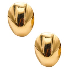 Tiffany 
Co. 1979 Angela Cummings Rare Oval Convex Clip Earrings in 18Kt Gold
