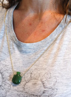 TIFFANY & CO 1979 Elsa Peretti Nephrite Jug Jar Bottle Necklace in 18Kt Gold