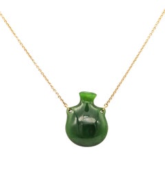 TIFFANY & CO 1979 Elsa Peretti Nephrit-Krugflaschenhalskette aus 18 Karat Gold