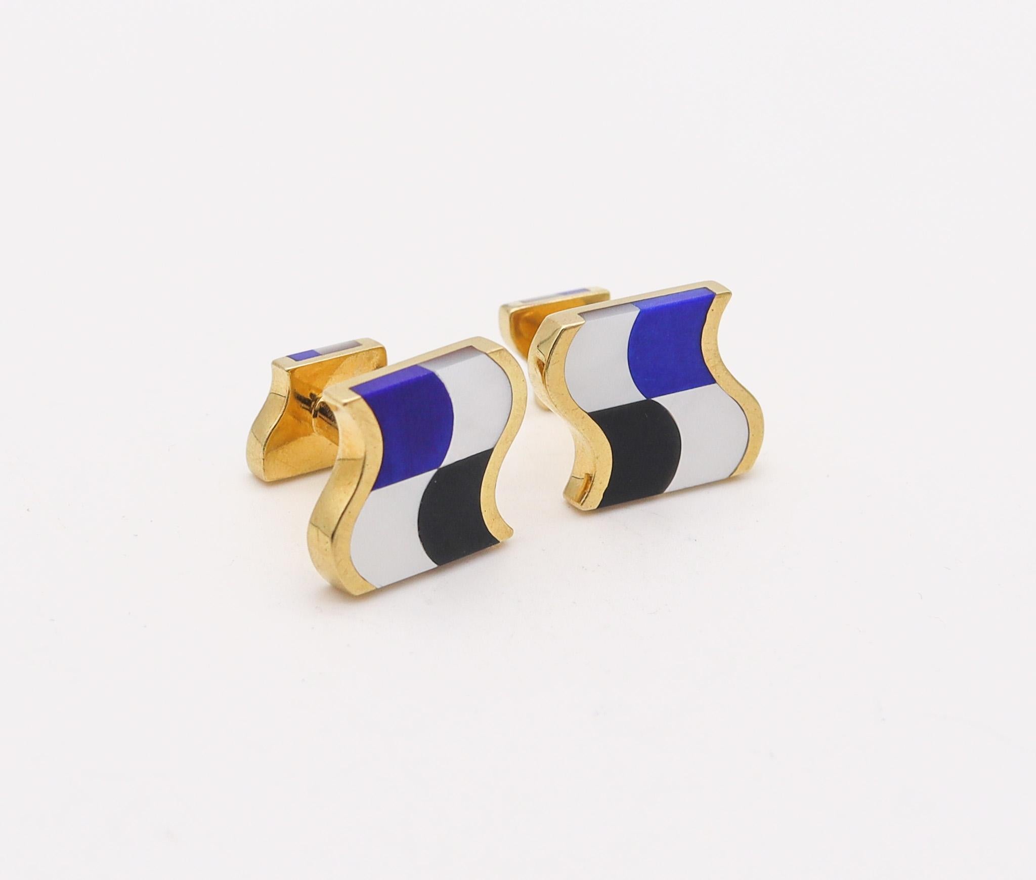 Mixed Cut Tiffany & Co 1980 Angela Cummings Cufflinks In 18Kt Gold With Gemstones For Sale