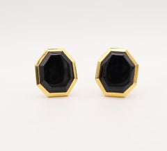 Tiffany & Co. 1980 Angela Cummings Geometric Earrings In 18Kt Gold With Onyx