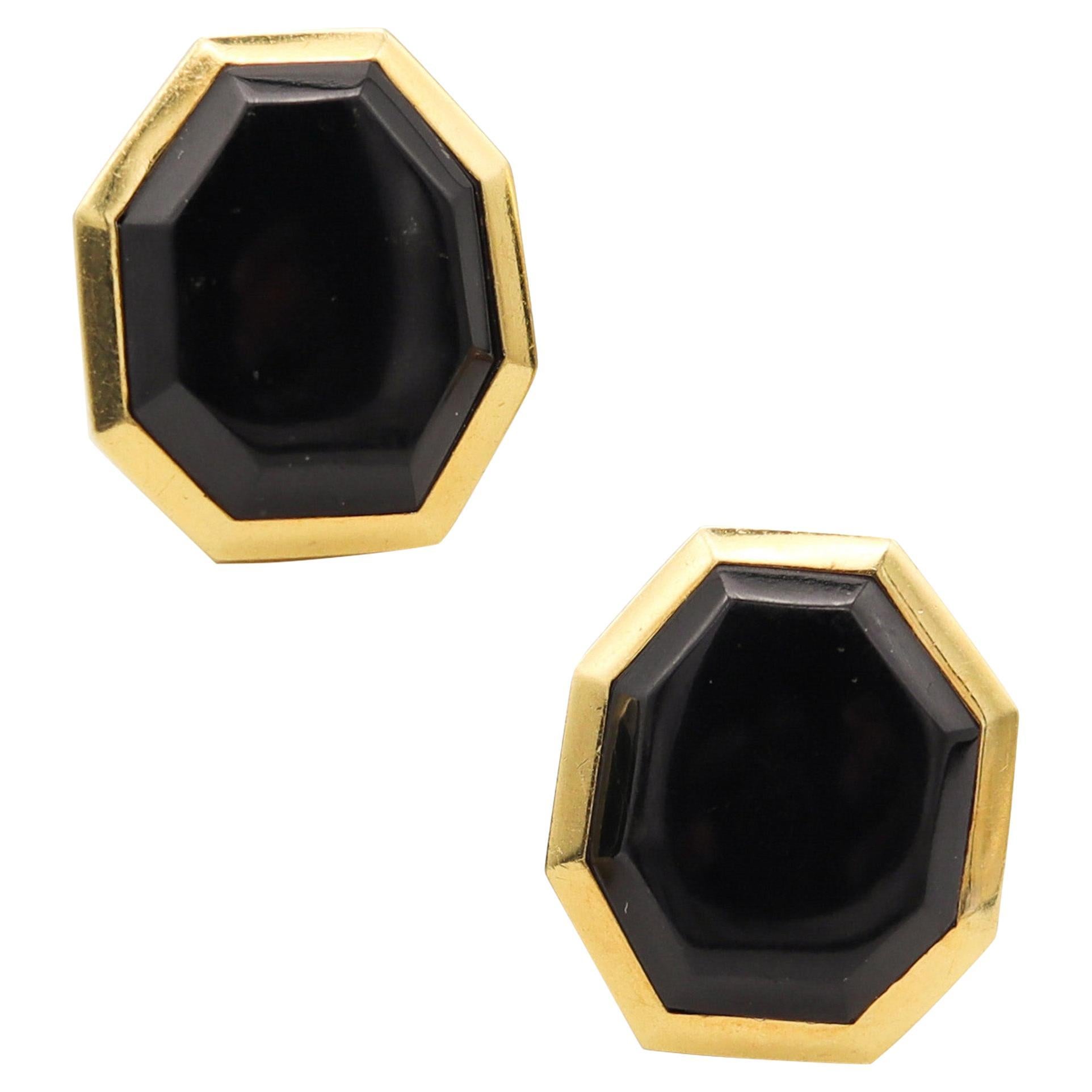 Tiffany & Co. 1980 Angela Cummings Geometrische Ohrringe aus 18 Karat Gold mit Onyx