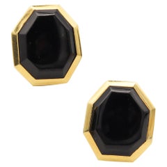 Tiffany & Co. 1980 Angela Cummings Geometric Earrings In 18Kt Gold With Onyx