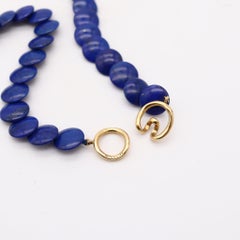 TIFFANY & CO. 1980 Angela Cummings Lapis Lazuli Lentil Necklace 18Kt Yellow Gold