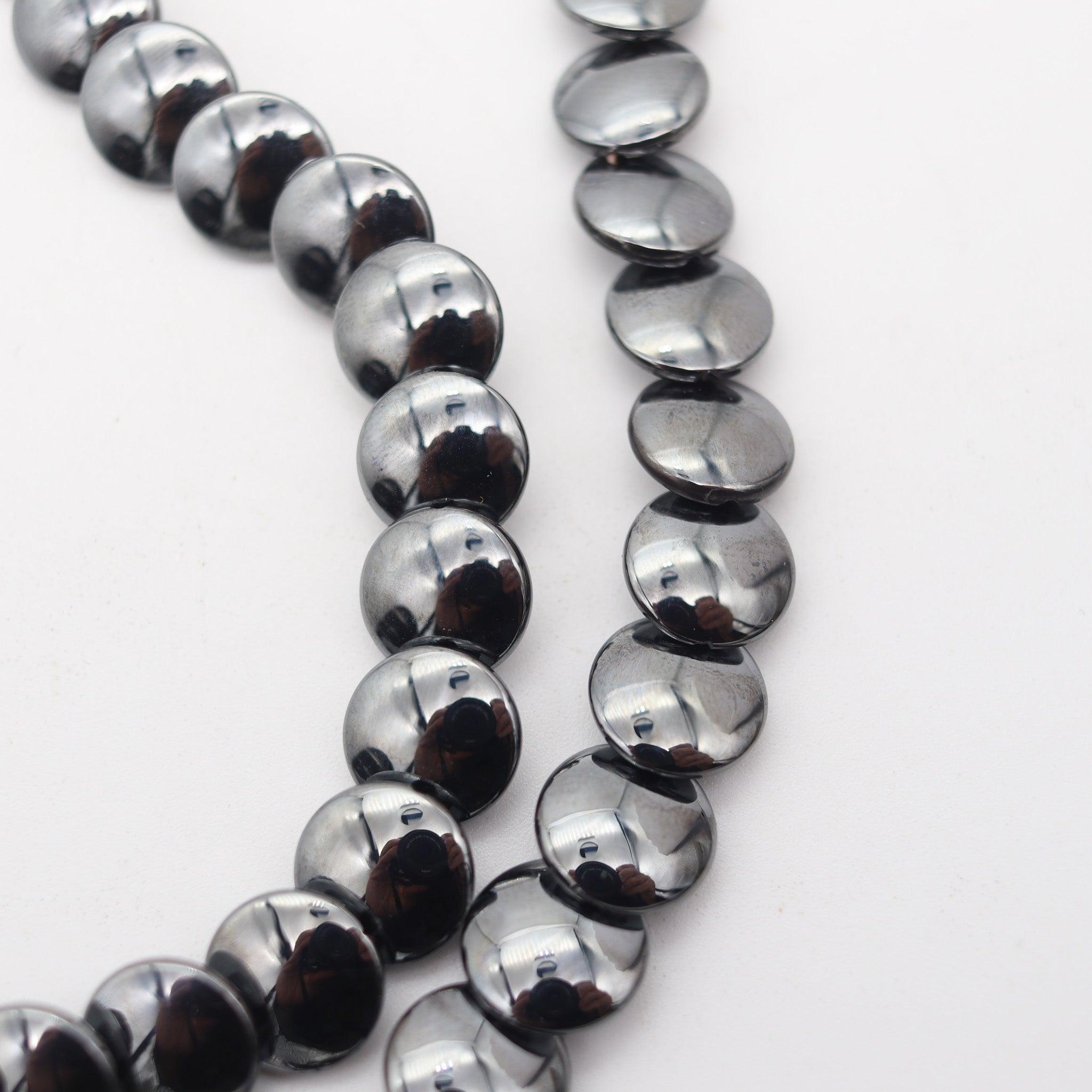 TIFFANY & CO. 1980 Angela Cummings Platinum Lentil Necklace Diamonds & Hematite For Sale 1