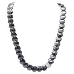 TIFFANY & CO. 1980 Angela Cummings Platinum Lentil Necklace Diamonds & Hematite