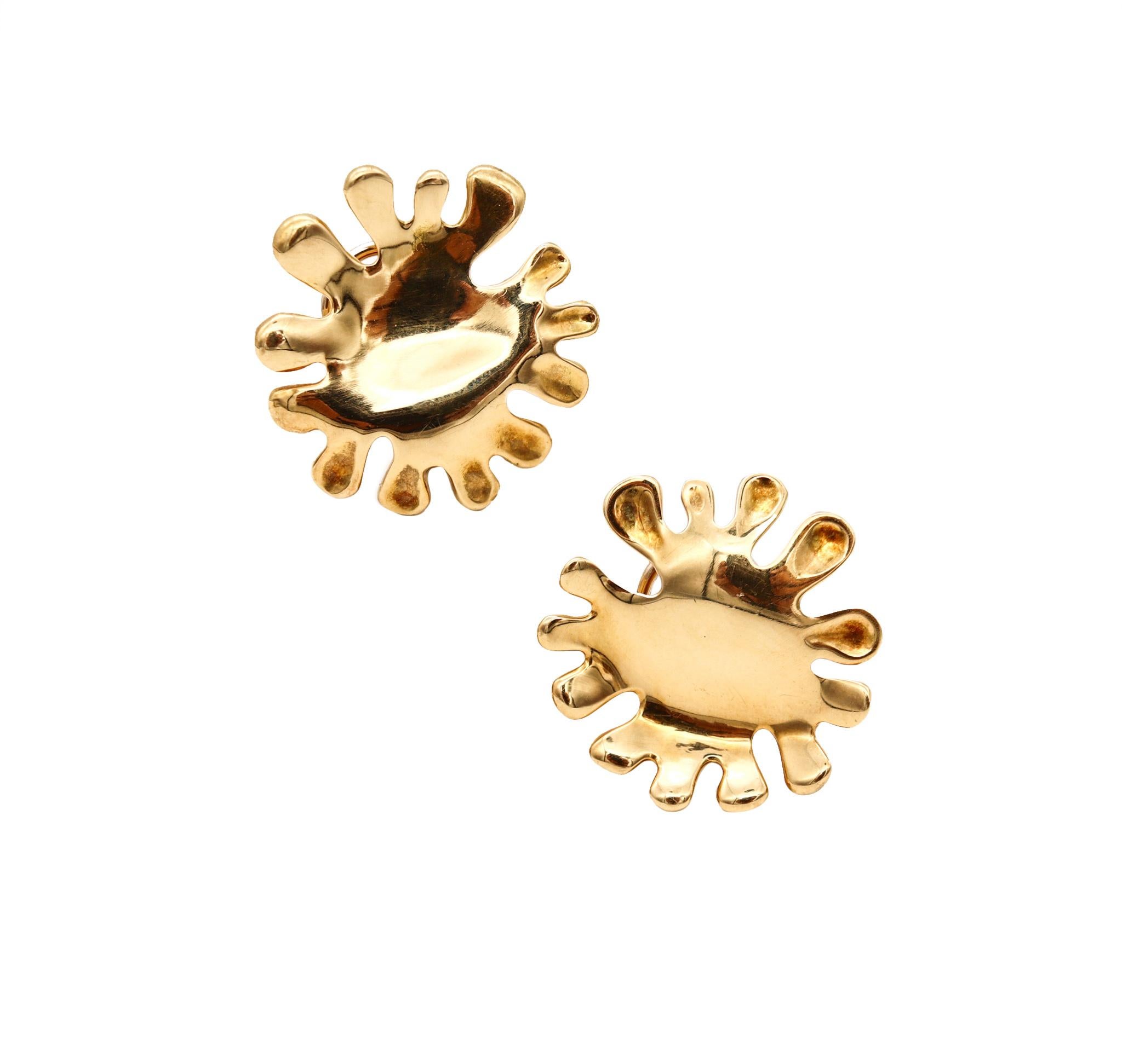 Retro Tiffany Co 1980 by Angela Cummings Rare Nickelodeon Splash Earrings 18kt Gold