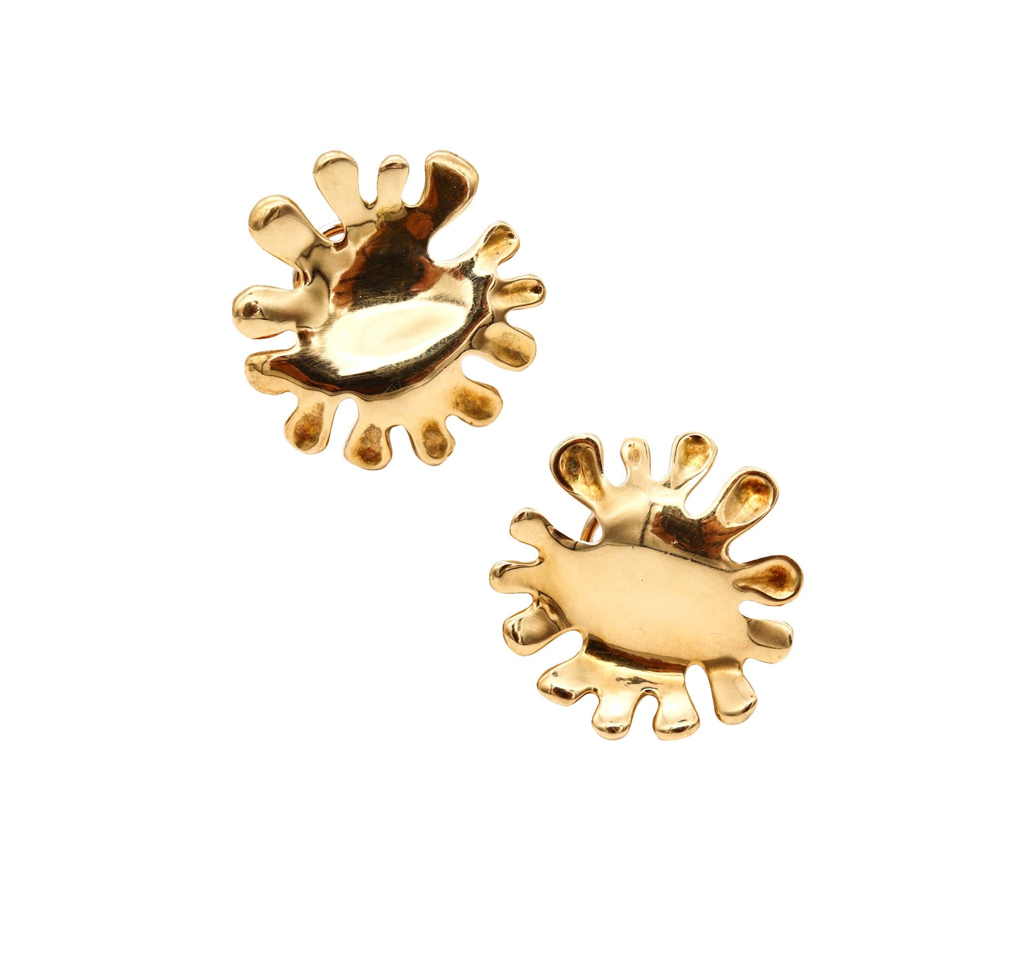 Retro Tiffany Co 1980 by Angela Cummings Rare Nickelodeon Splash Earrings 18kt Gold For Sale