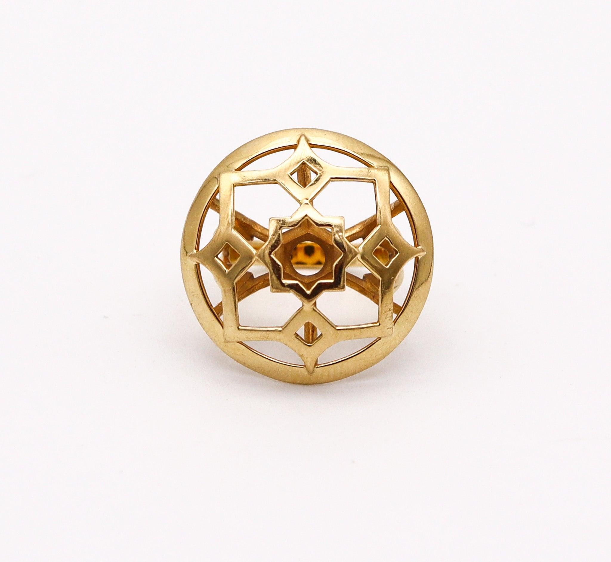 Modernist TIFFANY & CO. 1980 By Paloma Picasso Zellige Geometric Ring In 18Kt Yellow Gold For Sale