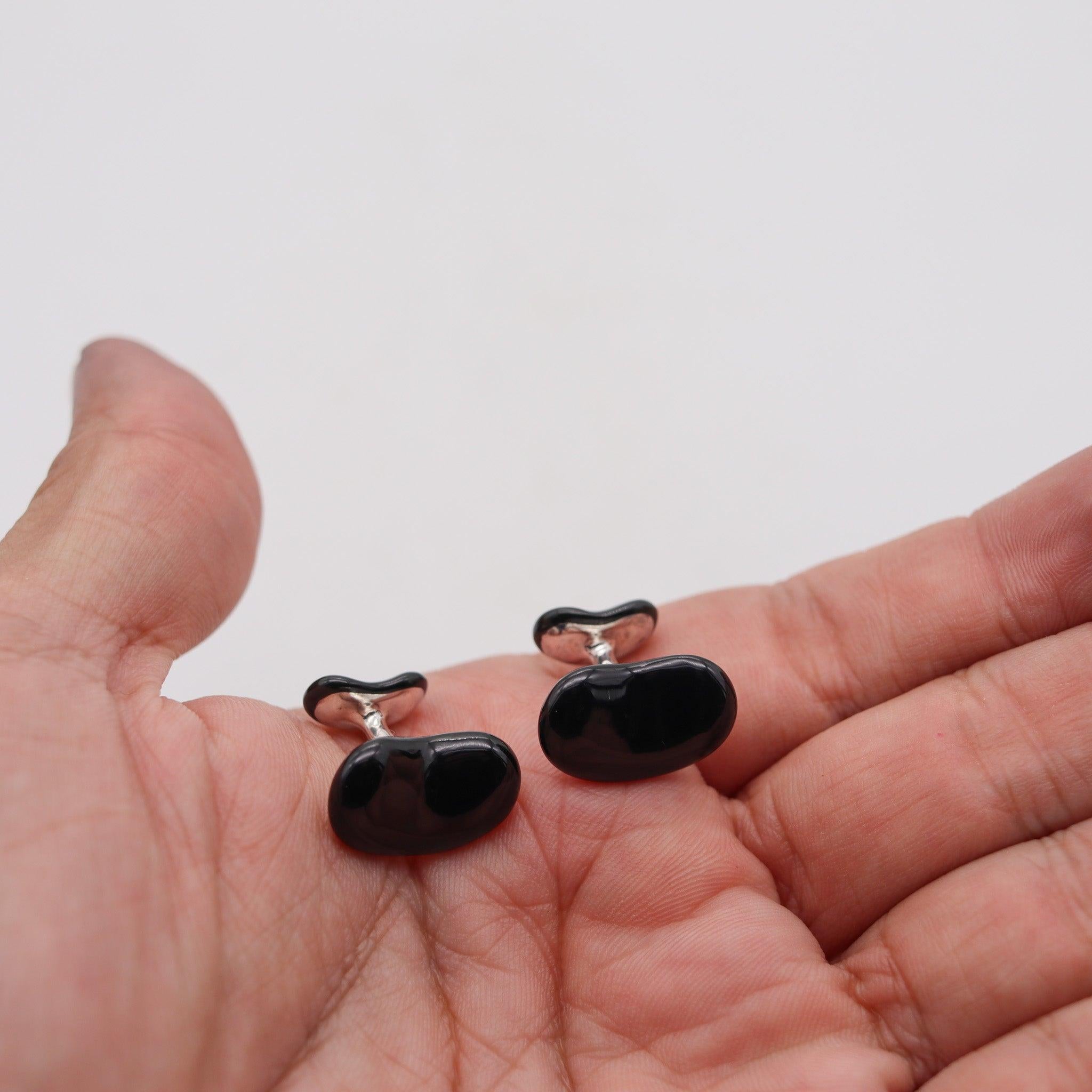 TIFFANY & CO. 1980 Elsa Peretti Boutons de manchette en .925 Sterling avec Jade noir en vente 2