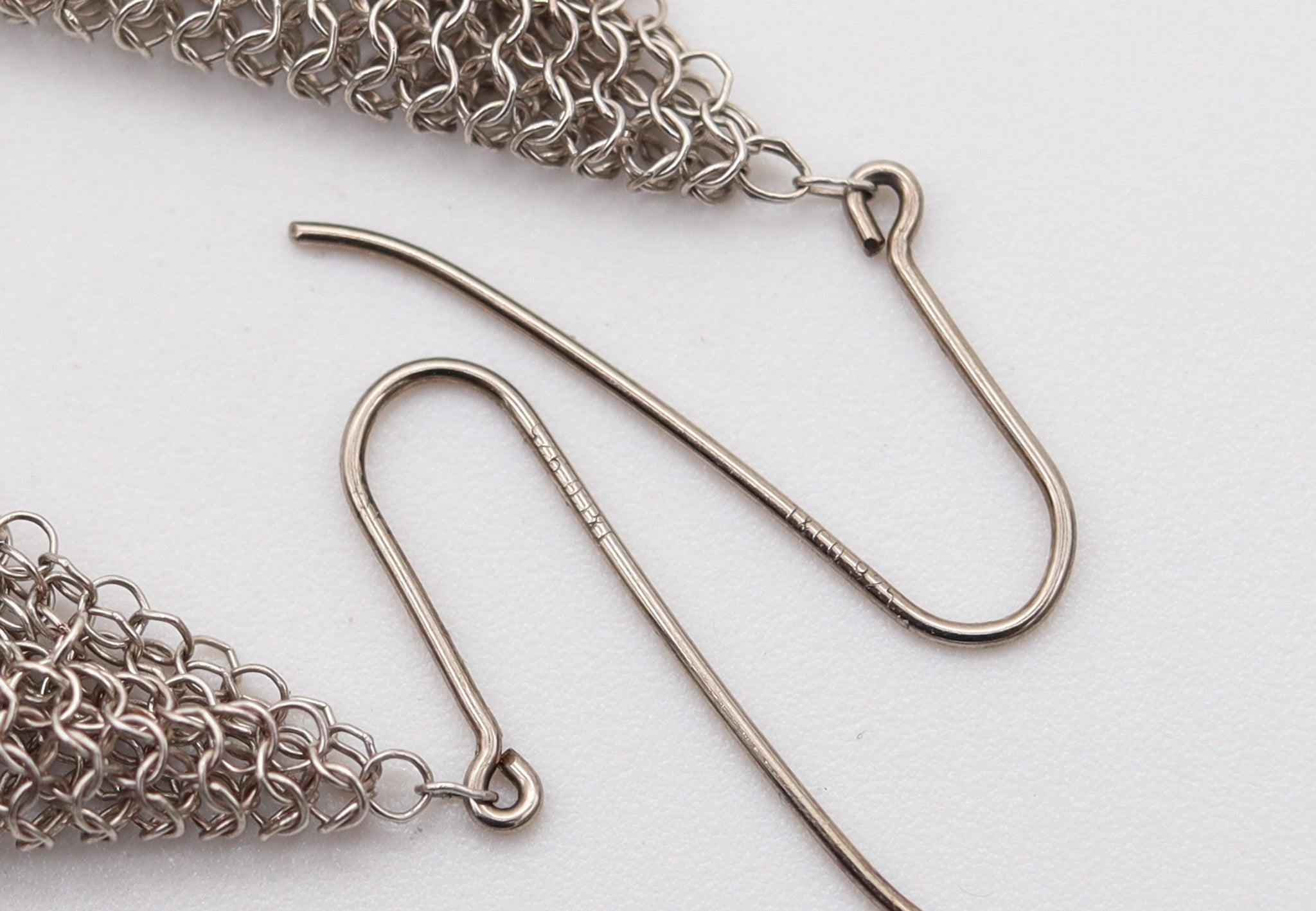 Women's TIFFANY & CO. 1980 Elsa Peretti Dangle Draped Mesh Earrings In .925 Sterling For Sale