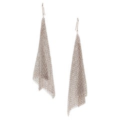TIFFANY & CO. 1980 Elsa Peretti Dangle Draped Mesh Earrings In .925 Sterling