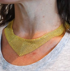 TIFFANY & CO. 1980 Elsa Peretti Draped Mesh Necklace 18Kt Gold Vermeil On Silver