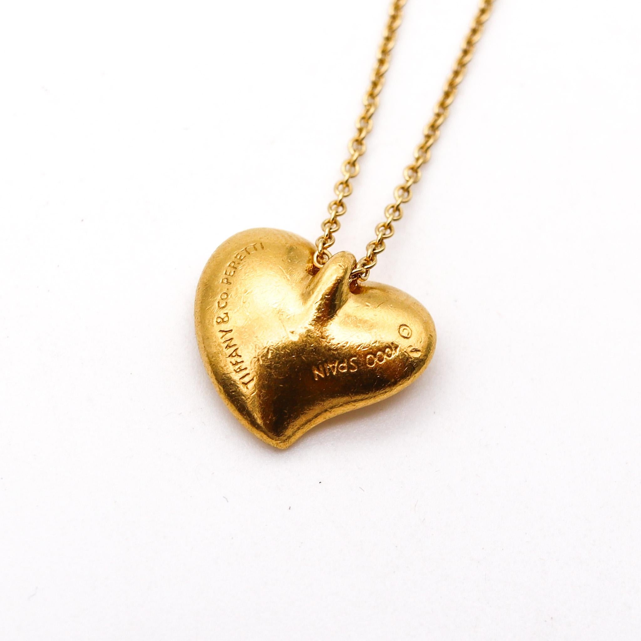 Tiffany & Co. 1980 Elsa Peretti Heart Necklace In 24Kt And 18Kt Yellow Gold 2