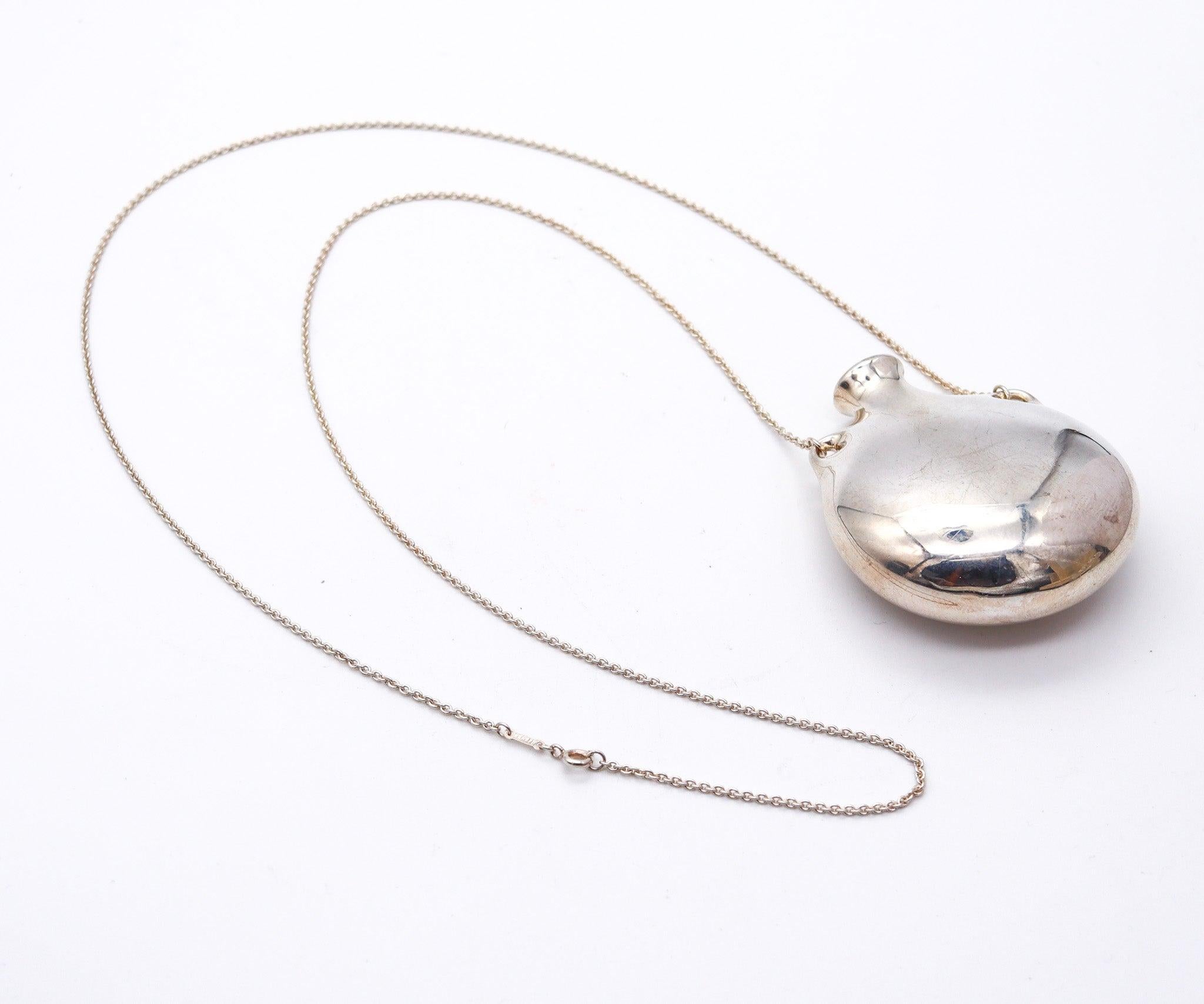 Modernist TIFFANY & CO. 1980 Elsa Peretti Jumbo Jar-Bottle Necklace In 925 Sterling Silver For Sale