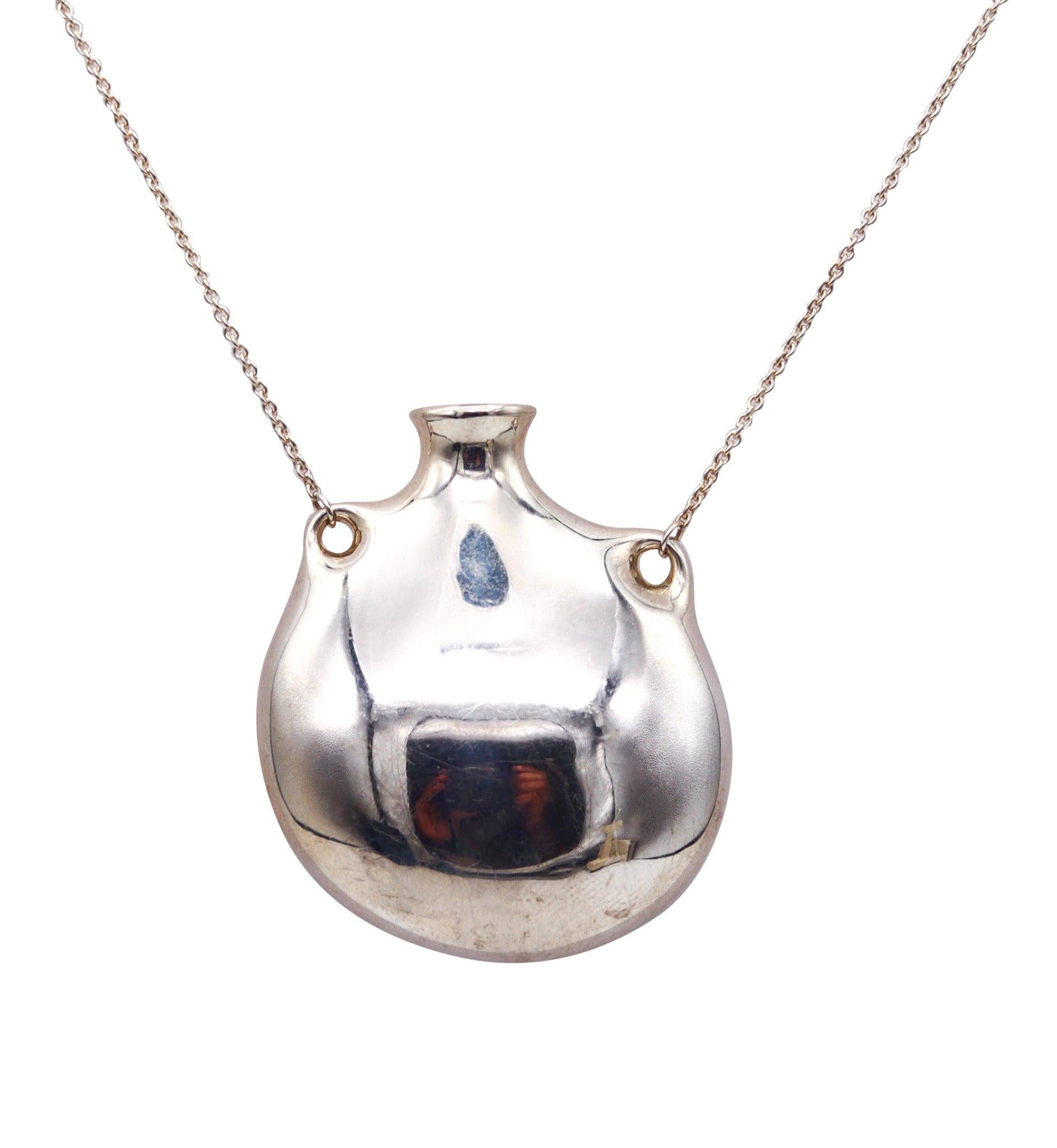 TIFFANY & CO. 1980 Elsa Peretti Jumbo Jar-Bottle Necklace In 925 Sterling Silver