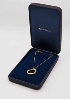 TIFFANY & CO. 1980 Elsa Peretti Large Open Heart Necklace 18Kt Gold & Diamonds