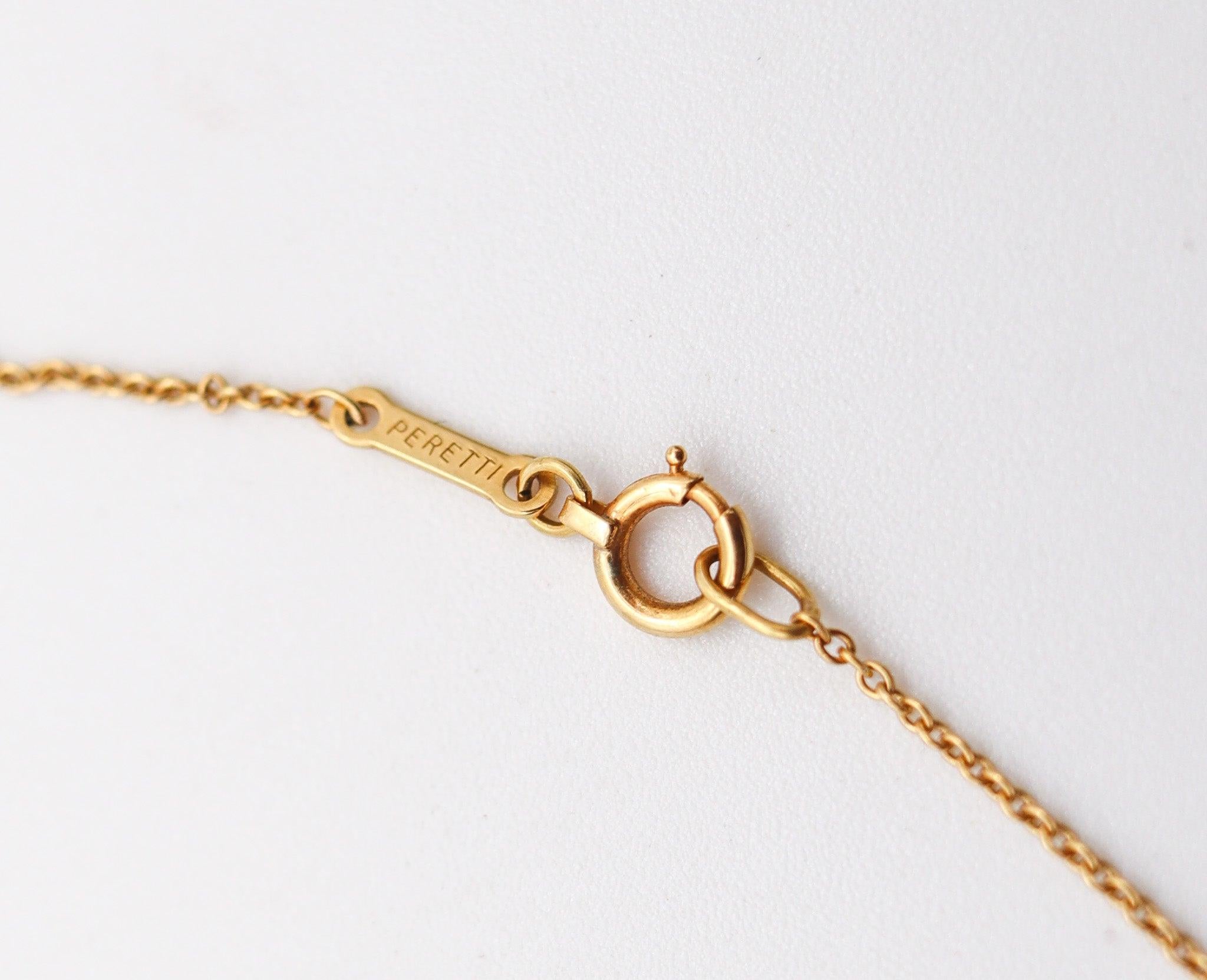 TIFFANY & CO. 1980 Elsa Peretti Large Open Heart Necklace 18Kt Gold & Diamonds For Sale 1