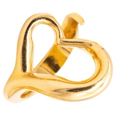 Tiffany & Co. 1980 Elsa Peretti Open Heart Ring In Solid 18Kt Yellow Gold Size 6